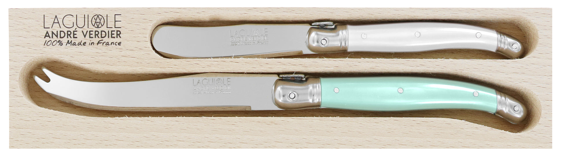 Andre Verdier Laguiole DEBUTANT OMNICOLOUR Mixed (ST TROPEZ SERIES) Cheese Set 2 Piece 23611 - Hospitality Connect