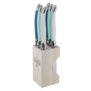 Andre Verdier Laguiole DEBUTANT OMNICOLOUR Mixed (ST TROPEZ SERIES) Steak Knife Set 6 Piece in Block 23616 - Hospitality Connect