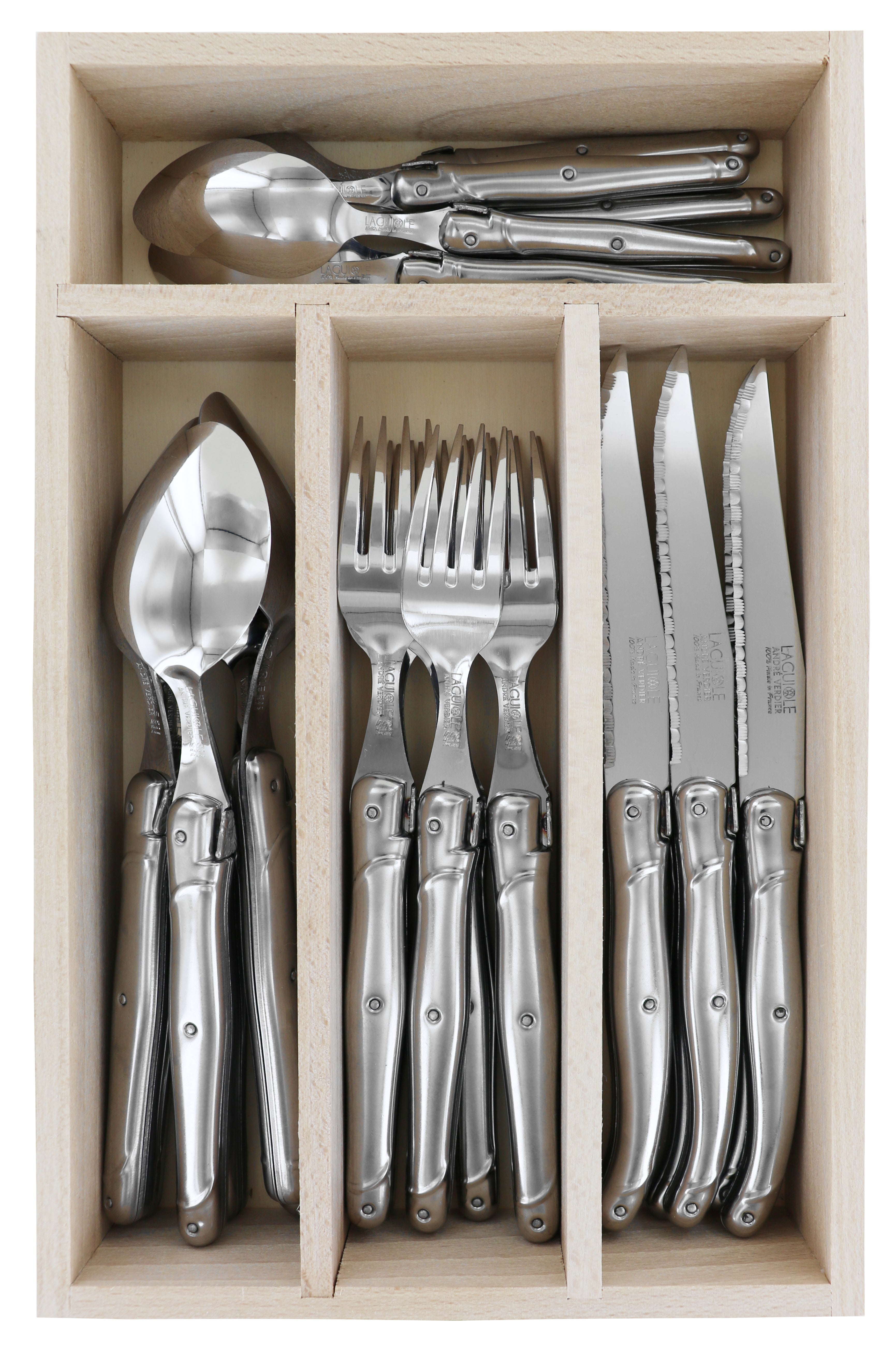 Andre Verdier Laguiole DEBUTANT INOX Cutlery Set 24 Piece in Tray 23628 - Hospitality Connect
