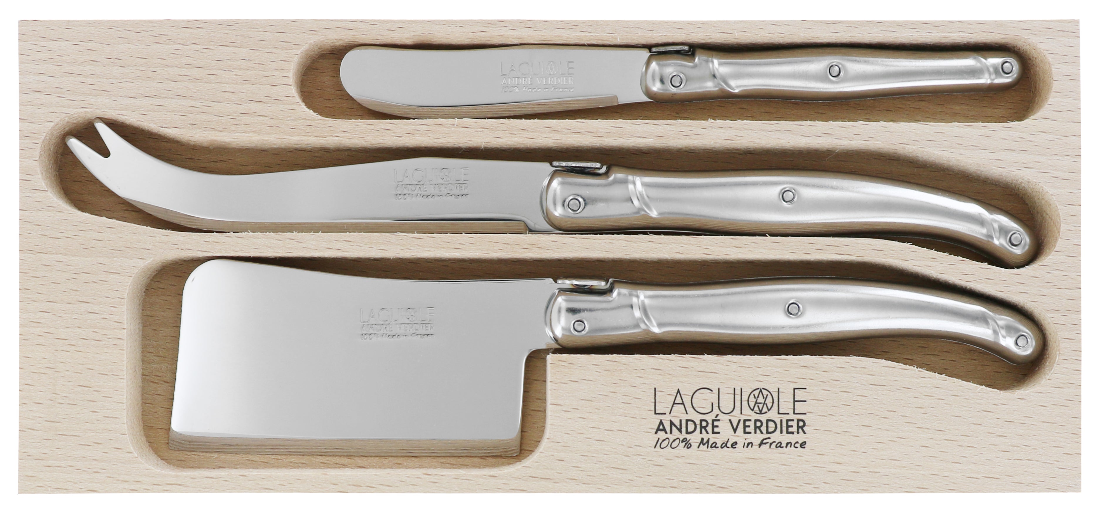 Andre Verdier Laguiole DEBUTANT INOX Cheese Knife Set 3 Piece 23631