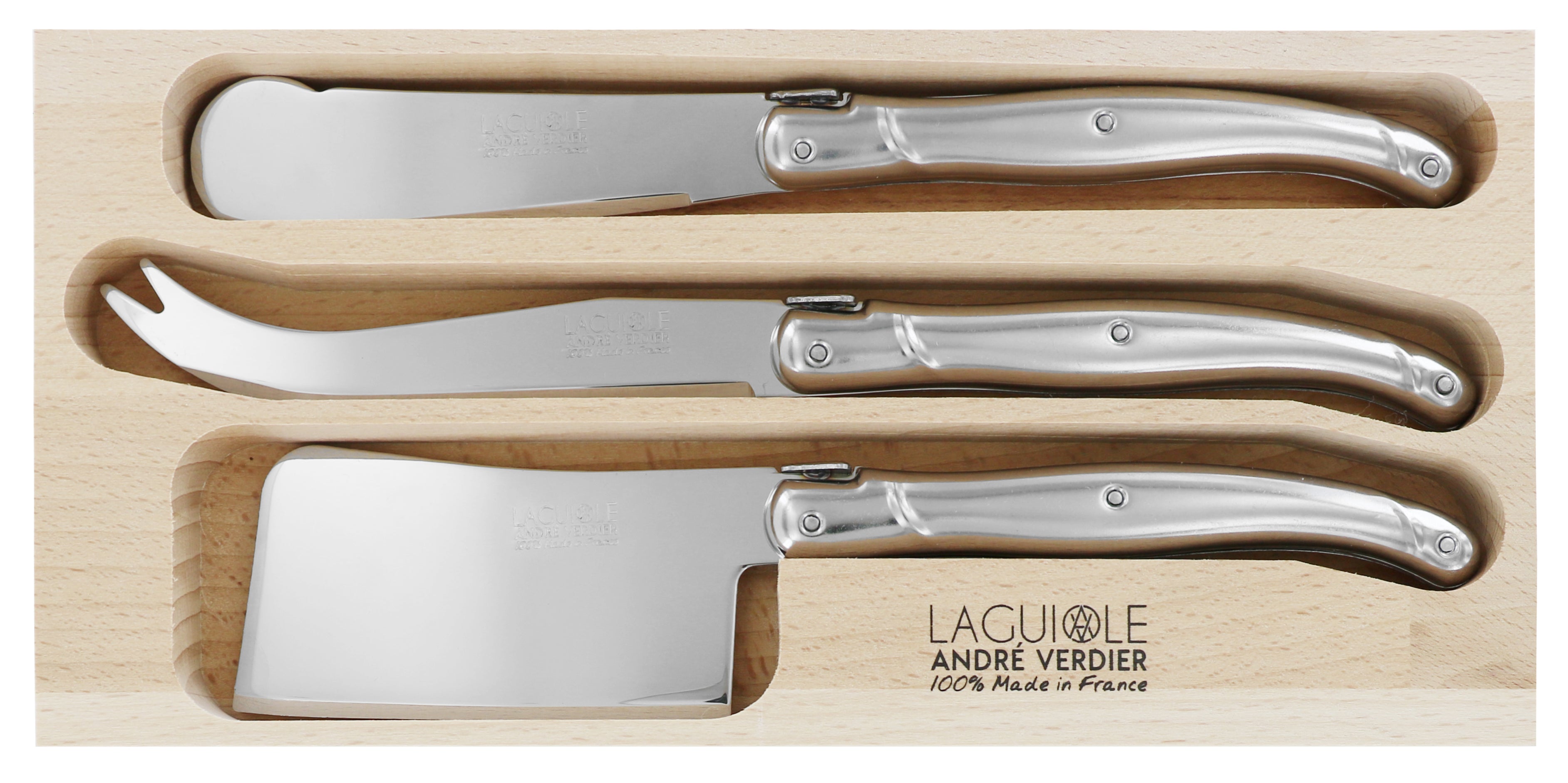 Andre Verdier Laguiole DEBUTANT INOX Cheese Knife Set 3 Piece 23632