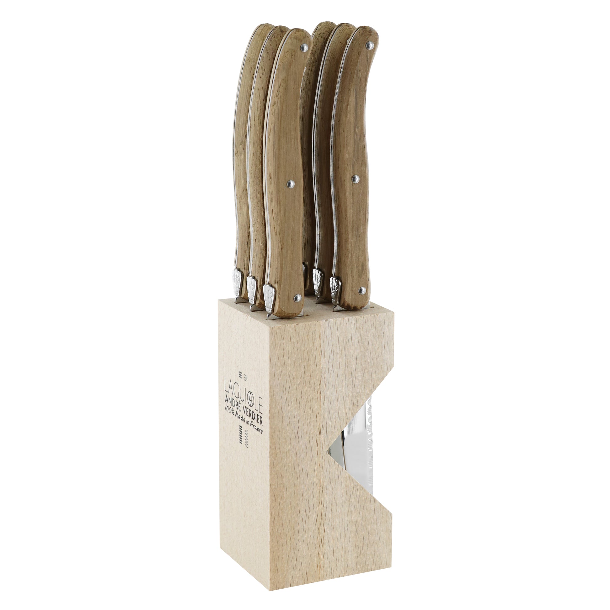 Andre VerdierLaguiole DEBUTANT COUNTRY  Steak Knife Set 6 Piece in Block 23641 - Hospitality Connect