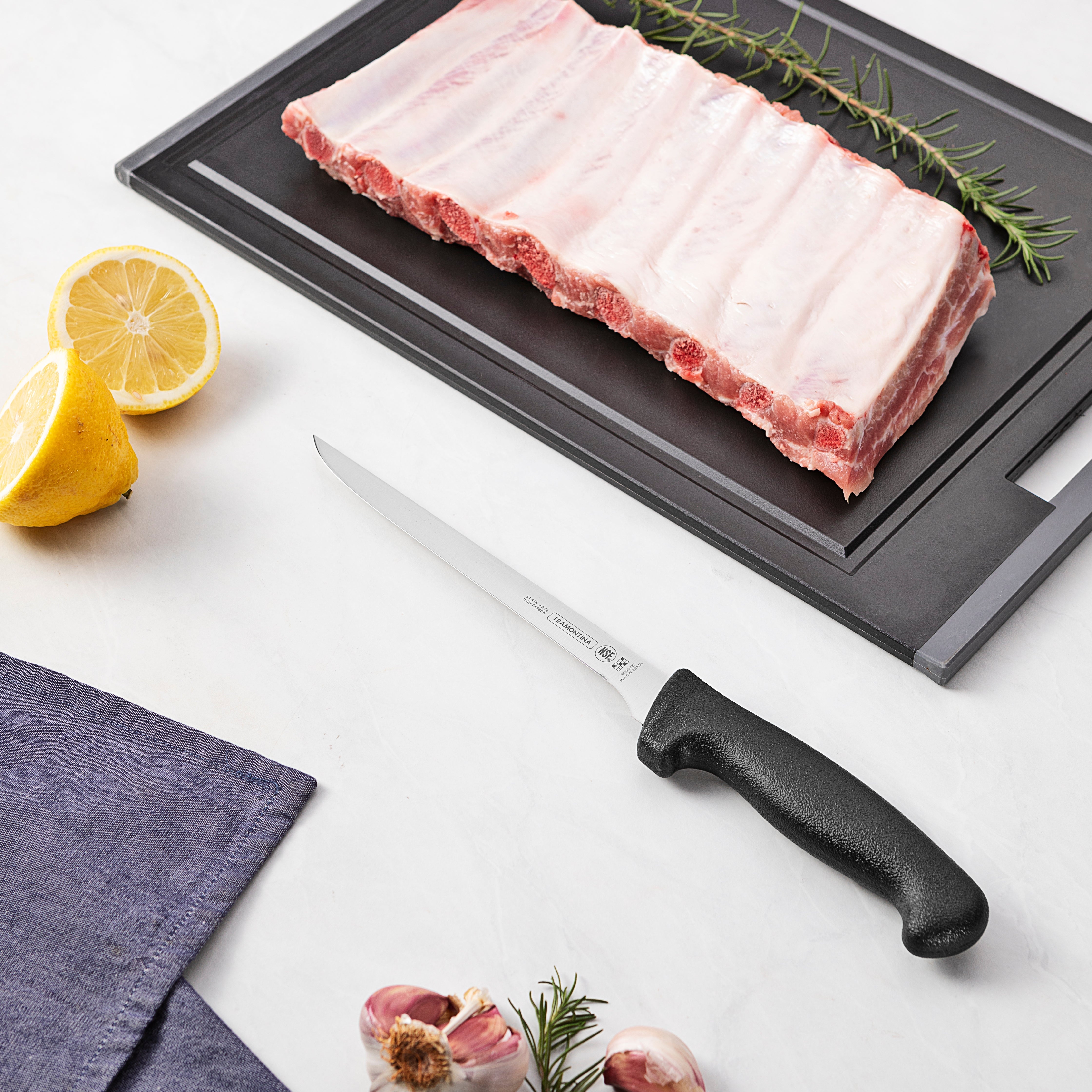 Tramontina Prof Boning Knife Str Nar Flexi 180mm Blk H/S - Hospitality Connect
