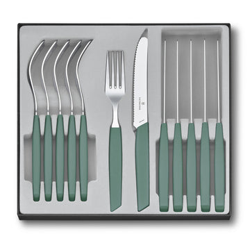 VICTORINOX Table Set (Tomato Knife), Wavy Edge 12 Piece - Sage - Hospitality Connect