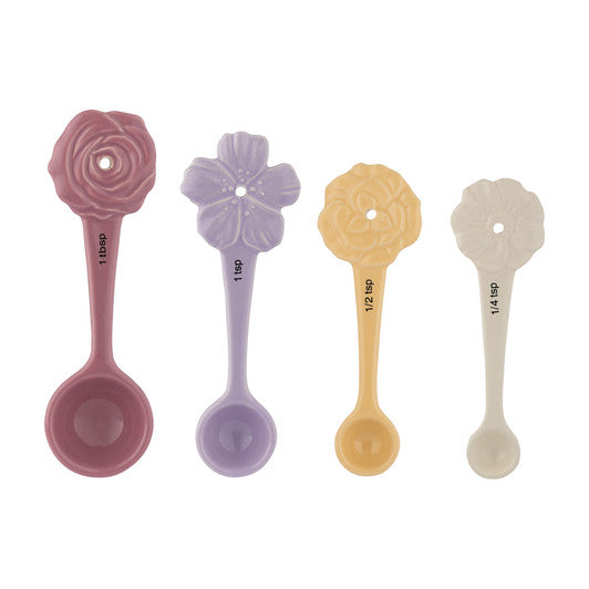 MASON CASH In The Meadow Set of 4 Measuring Spoons, 1/4 tsp, 1/2 tsp, 1 tsp, 1tbsp - Stoneware - Hospitality Connect