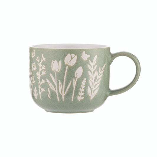MASON CASH In The Meadow Green Tulip Mug, 400ml - Stoneware - Hospitality Connect
