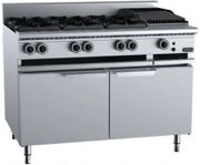 VERR Combination Six Open Burners & 300mm Grill Plate Bench Mounted VBT-SB6-GRP3BM.