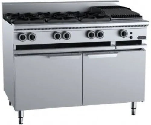 VERR Combination Six Open Burners & 300mm Grill Plate Bench Mounted VBT-SB6-GRP3BM.