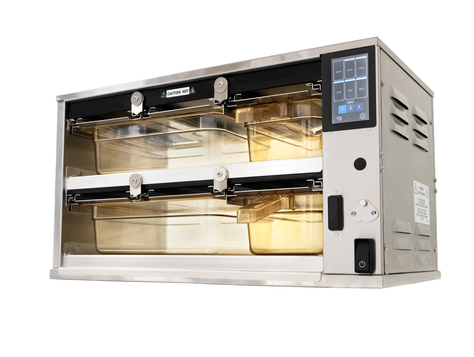 Duke hot hold cabinet, 3 high, 2 wide, 100mm deep, dedicated lids - Hospitality Connect