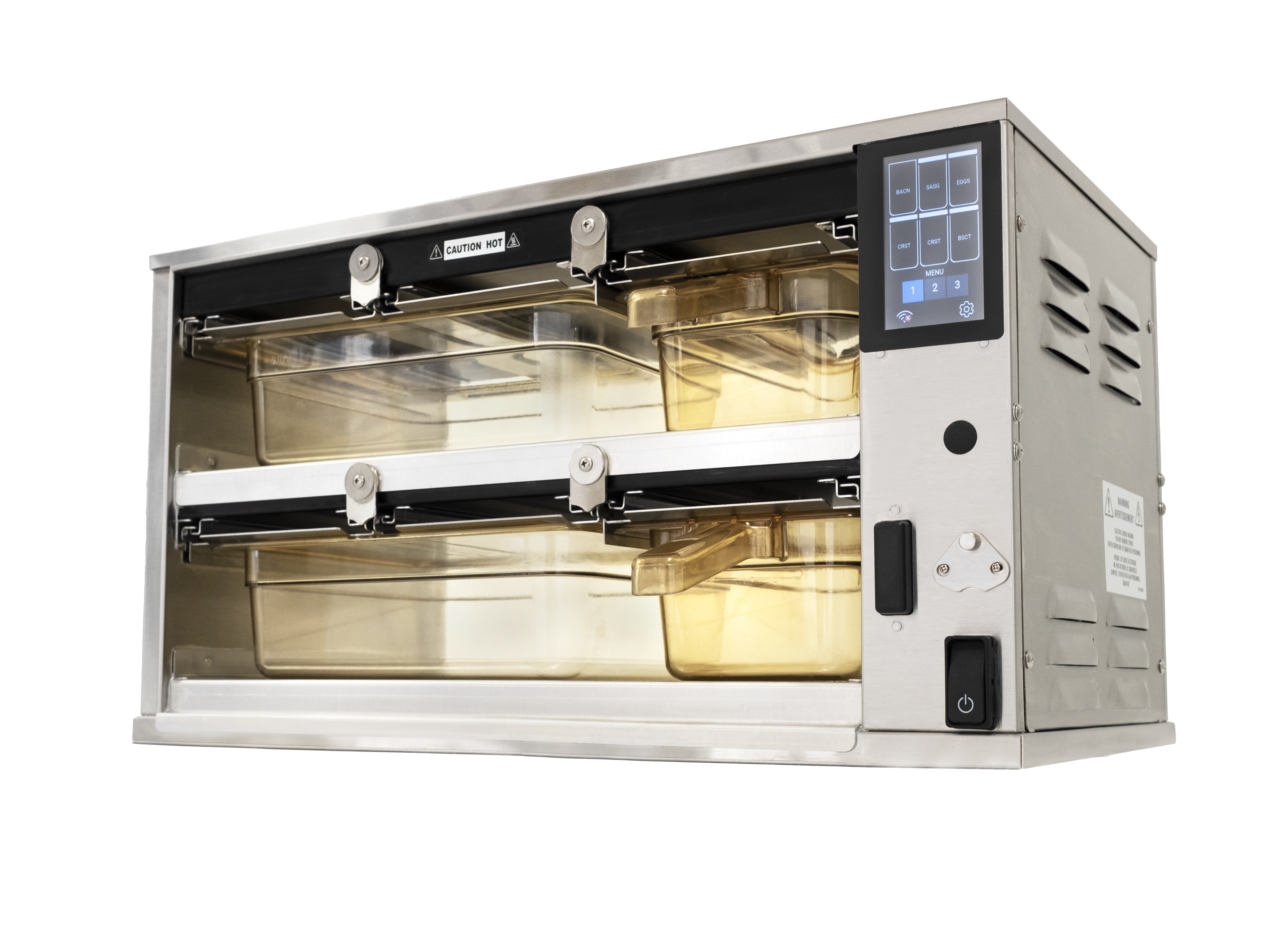 Duke hot hold cabinet, 3 high, 2 wide, 100mm deep, dedicated lids - Hospitality Connect