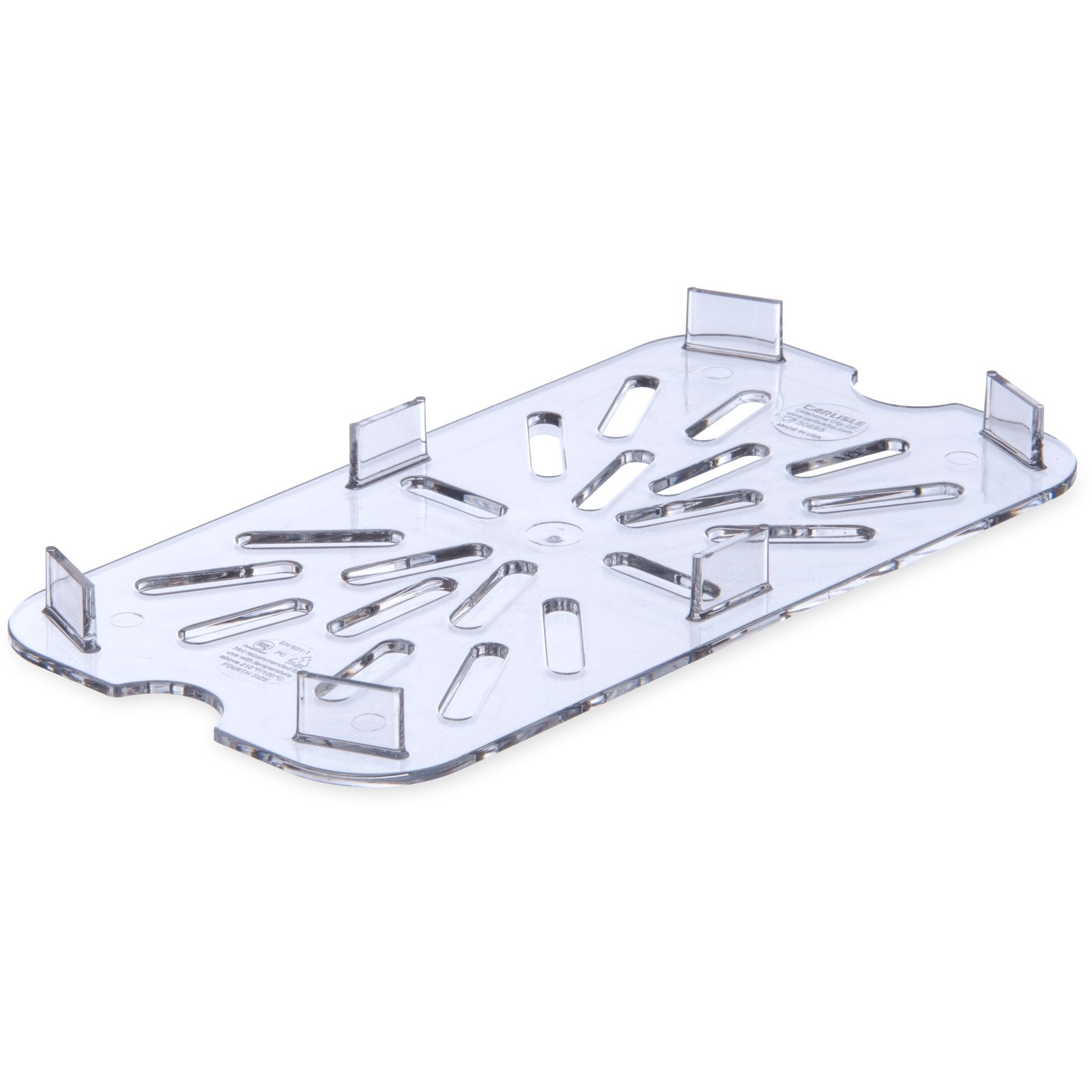 3069507 Carlisle StorPlus Clear Polycarbonate 1/4 Drain Shelf 107mm x 206mm x 14mm - Pack of 6 - Pack Price - Hospitality Connect