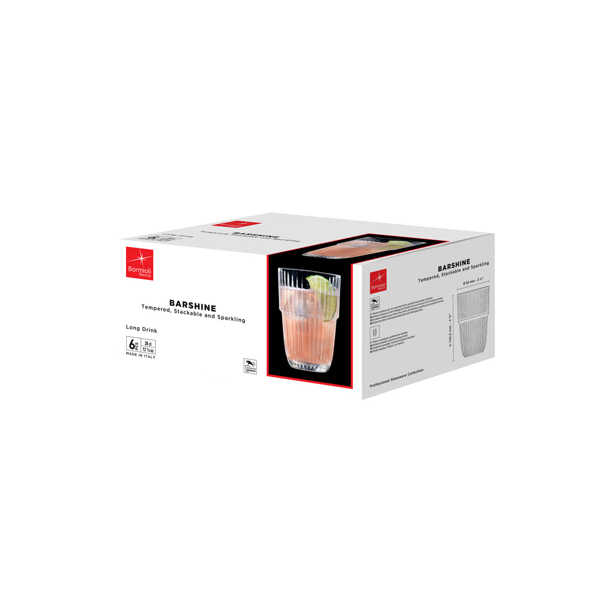 BORMIOLI ROCCO BARSHINE LONG DRINK 380ml CLEAR (1.27312) Box of 6 - Hospitality Connect