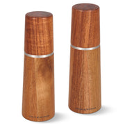 Cole & Mason Marlow Mills acacia salt and pepper shakers gift set with sleek wooden design and stainless steel accents.