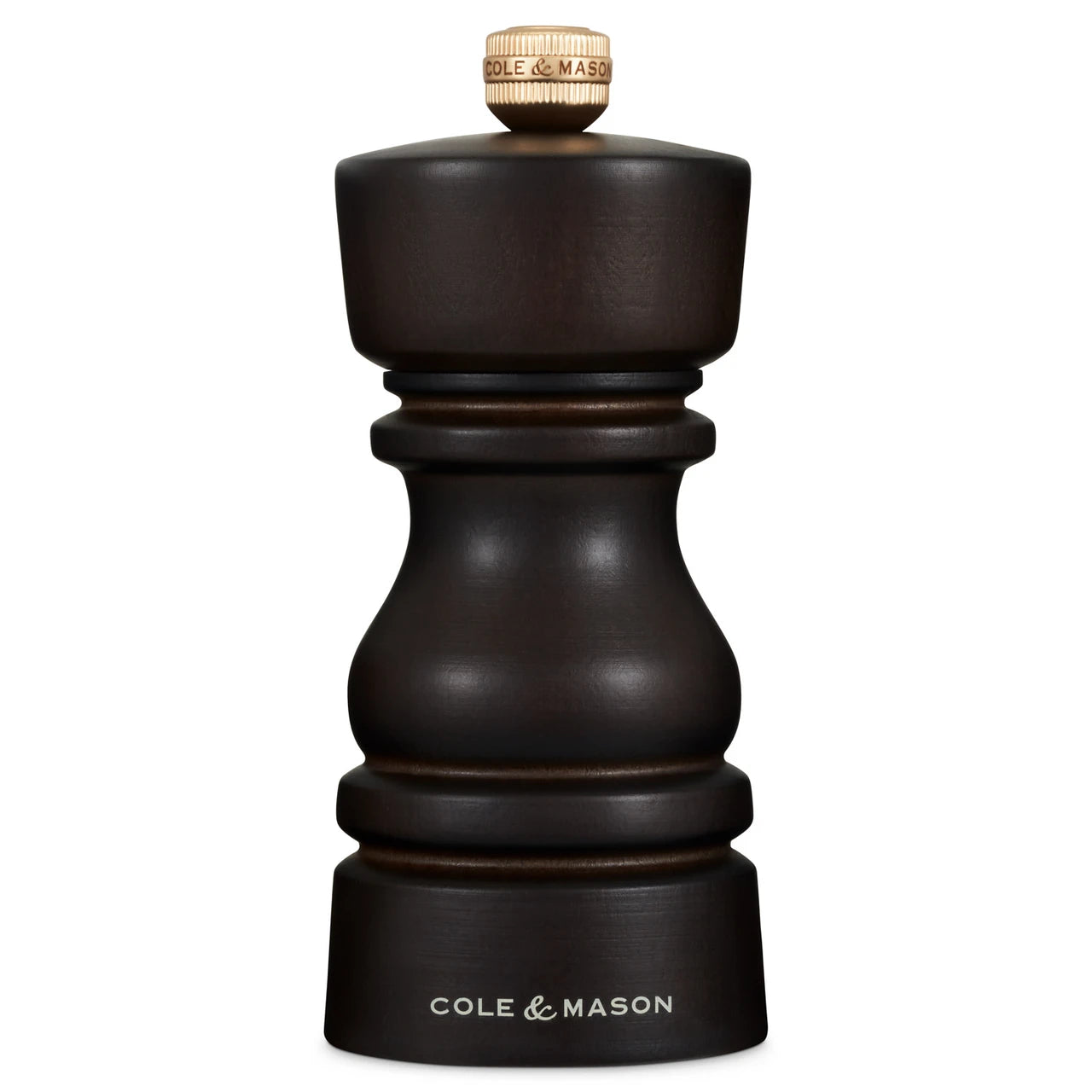 Cole & Mason London Chocolate Wood Pepper Mill and Salt & Pepper Shakers, 13cm tall, featuring a stylish wooden design.