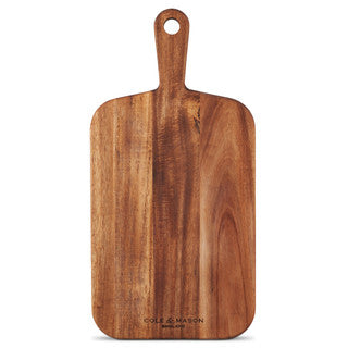 Small Cole & Mason Barkway acacia wooden cutting board with natural wood grain and smooth finish for kitchen prep.
