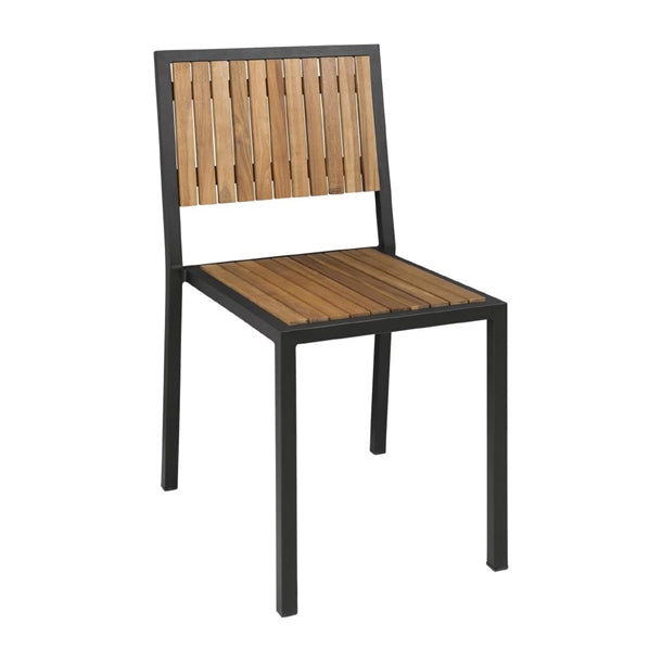 Bolero Steel & Acacia Side Chair (Pack 4) DS150