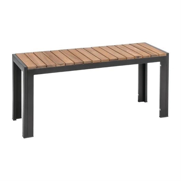 Bolero Rectangular Steel and Acacia Benches 1000mm (Pack of 2) - Hospitality Connect