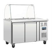 Polar U-Series Refrigerated GN Counter Saladette with Sneeze Guard - 2 Door  CD080-A - Hospitality Connect