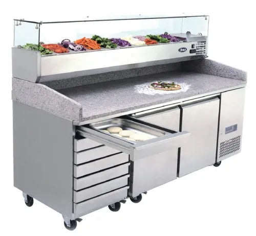 Atosa 2 DOOR PIZZA TABLE FRIDGE WITH DRAWERS 2010 MM EPF3480 - Hospitality Connect