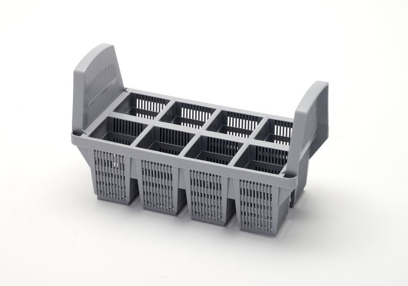 Classeq 8-compartment cutlery rack for washing baskets, with multiple slots for organizing utensils during dishwashing.