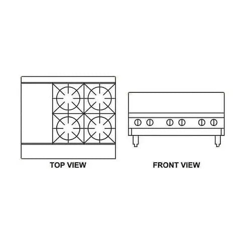Golstein 800 SERIES 4 Burner with 300mm Griddle COOKTOPS GAS PFB12G4 - Hospitality Connect