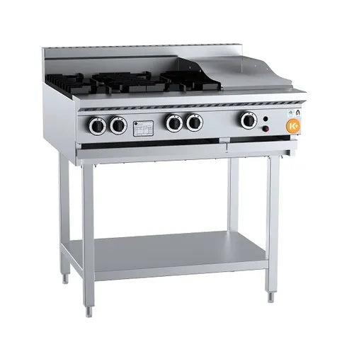 K + Combination Four Open Burners & 300mm Grill Plate On Stand KBT-SB4-GRP3.