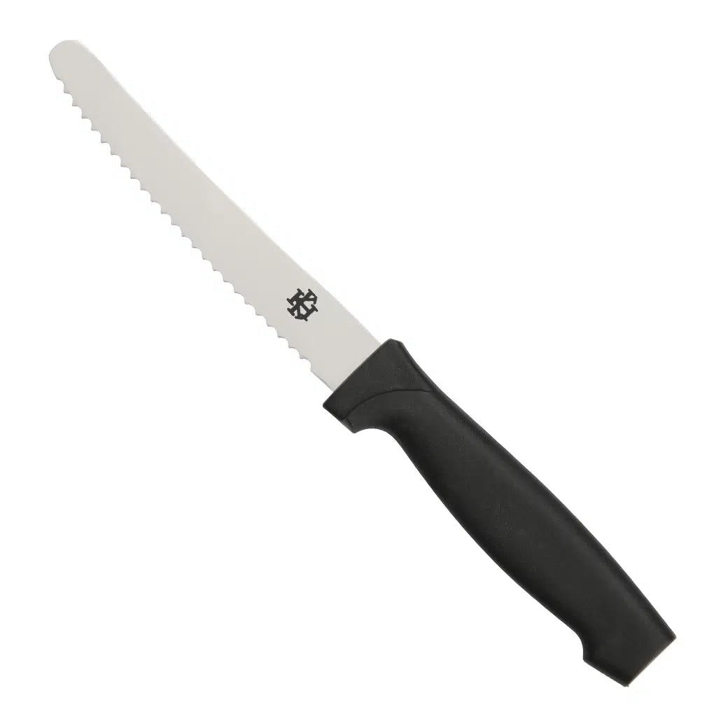 KH KHARVE STEAK KNIFE PLASTIC HANDLE BLACK ROUND TIP S/STEEL Box of 12