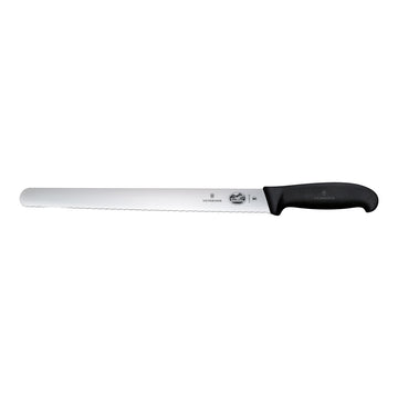 VICTORINOX Slicing Knife, Round Wavy Edge 30cm - Black - Hospitality Connect