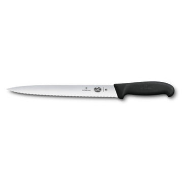VICTORINOX Slicing Knife, Pointed Tip Wavy 25cm - Black - Hospitality Connect