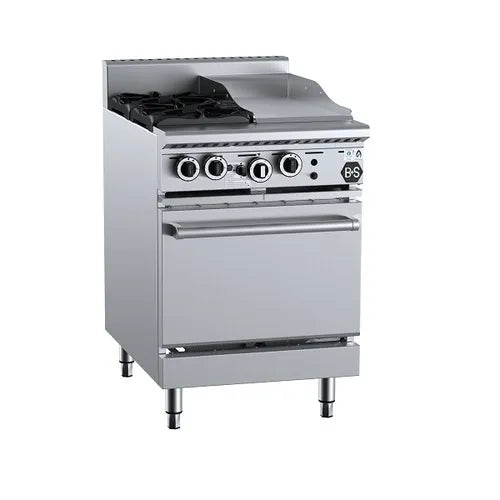 B&S Black Oven with Two Open Burners & 300mm Grill Plate OV-SB2-GRP3.