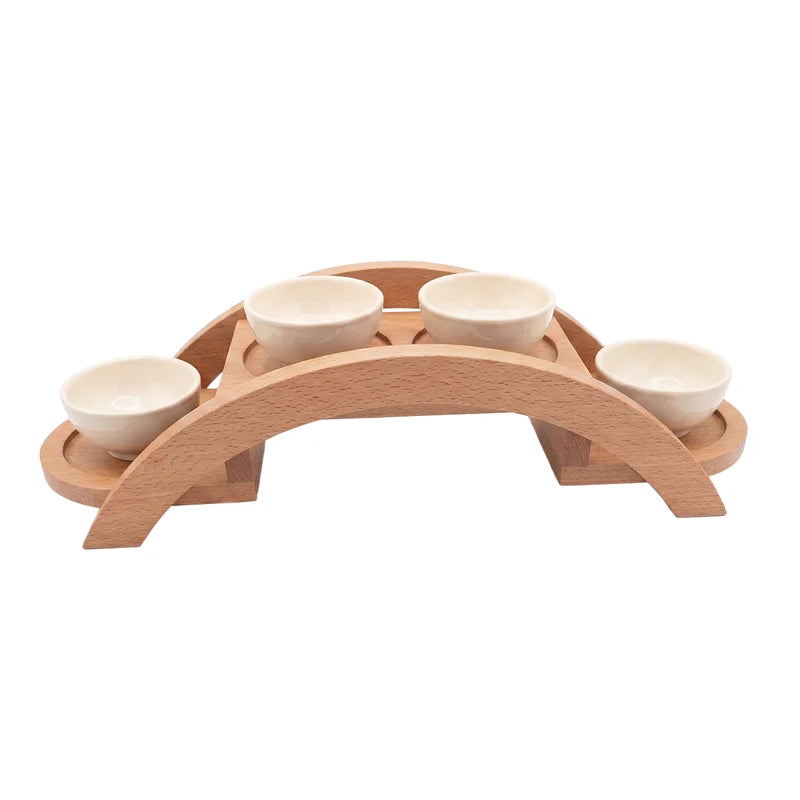 CHEF INOX SERVE 4 BOWL RISER SET 470x150x120mm BEECH