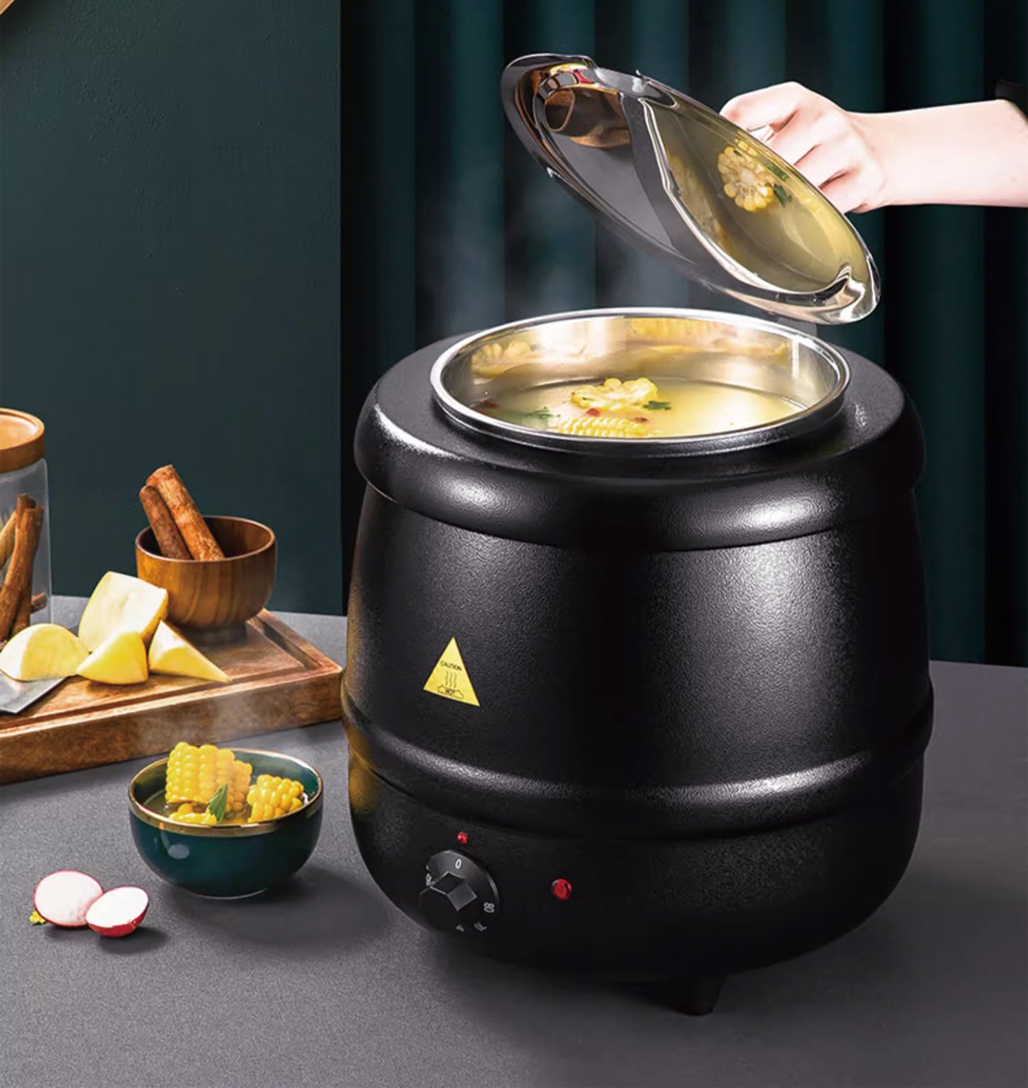 KitchenKnock Electric Soup Kettle - Black - 13L 069067