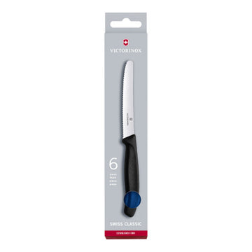 Victorinox Steak & Tomato Knife 6 Piece Set, Wavy Edge 11cm - Black - Hospitality Connect
