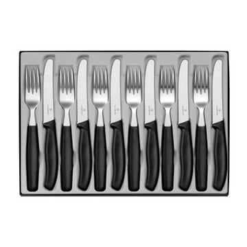 VICTORINOX 12 Piece Table Set, Wavy Edge - Black - Hospitality Connect