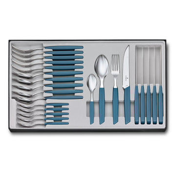 VICTORINOX Table Set (Steak Knife), Pointed Tip Wavy 24 Piece - Cornflower - Hospitality Connect