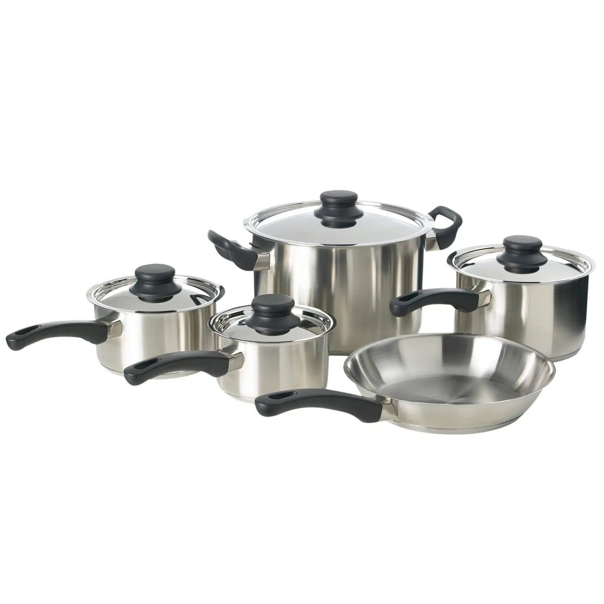 KH SAUCEPAN SET INDUCTION 5 PCE BLACK HDL S/STEEL