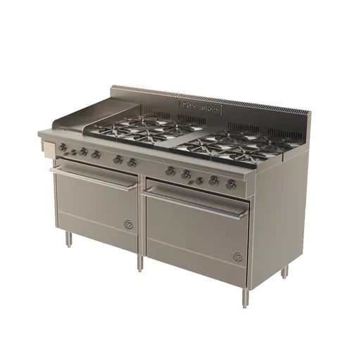Goldstein 800 SERIES 8 burner/ Griddle Plate DOUBLE OVEN RANGES GAS PF12G8228 - Hospitality Connect