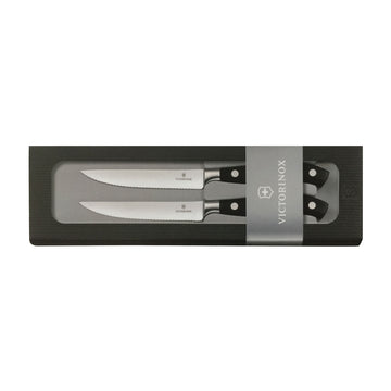 Victorinox Grand Maitre Steak and Pizza Knife 2 Piece Set, Wavy Edge 11cm - Black - Hospitality Connect