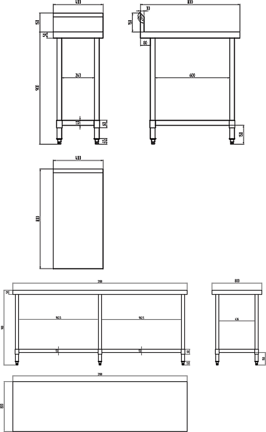 KitchenKnock Working Bench Without Splash Back - 800 Series - AWF - 400×800×900mm 631527 - Hospitality Connect