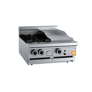 K + Combination Bench Mounted Two Open Burners & 300mm Grill Plate KBT-SB2-GRP3BM. - Hospitality Connect