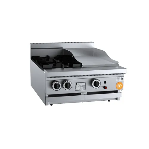 K + Combination Bench Mounted Two Open Burners & 300mm Grill Plate KBT-SB2-GRP3BM. - Hospitality Connect