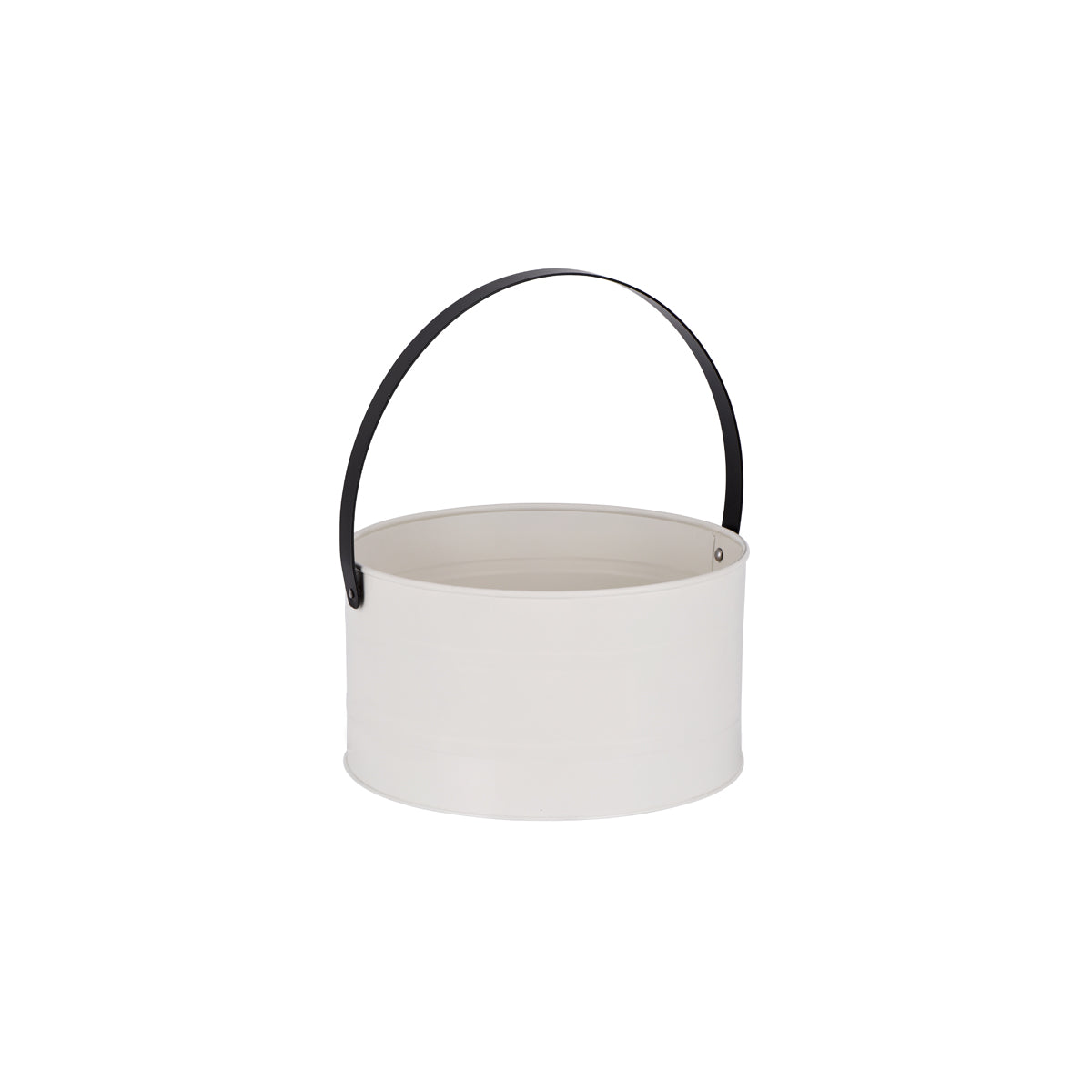 CONEY ISL-GALVANISED CREME P/C ROUND PAIL LTHR HDL 285x150mm Box of 6 - Hospitality Connect