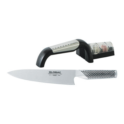 Global  2 Piece Starter Set - 20cm Cooks/Global 2 Stage Sharpener - Hospitality Connect