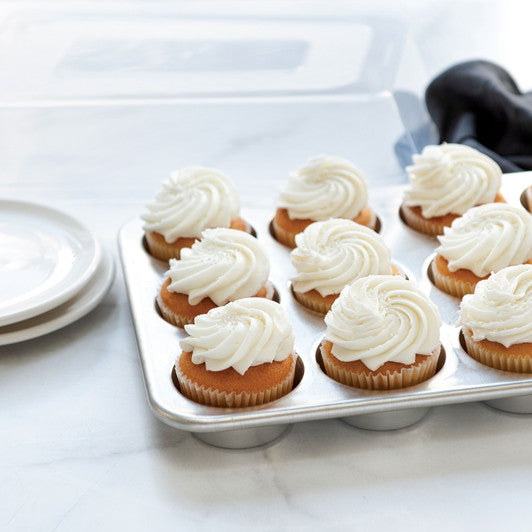 Nordic Ware USA 12-Cup Muffin Pan With High-Domed lid, 34 x 25 x 8cm - Aluminium - Hospitality Connect
