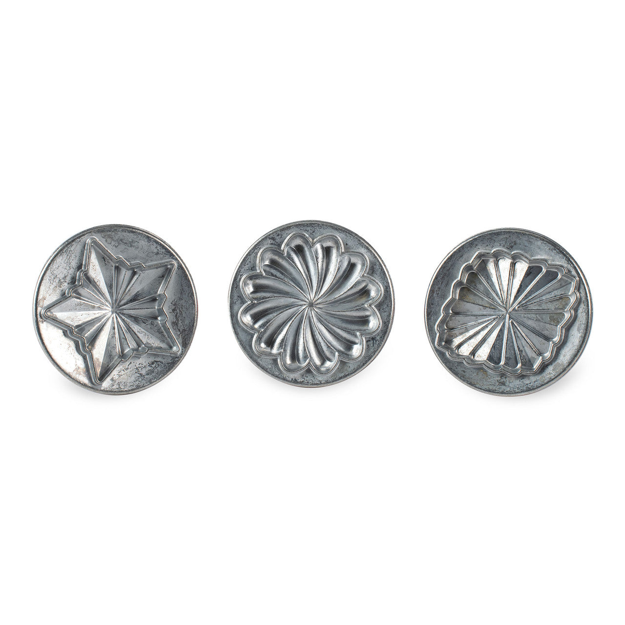 Nordic Ware USA Pretty Pleated Cookie Stamps, 10 x 25.5 x 8.5cm - Cast Aluminium with Wodden handle - Hospitality Connect