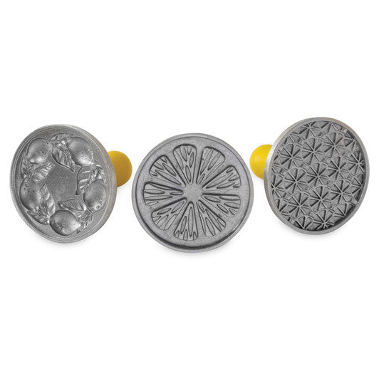 Nordic Ware USA Citrus Cookie Stamps, 7.6 x 7.6 x 8.6cm - Cast Aluminium with Wodden handle - Hospitality Connect