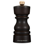 Cole & Mason London Chocolate Wood Pepper Mill, 13cm, with a smooth wooden finish and adjustable grinding mechanism.