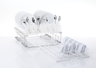Winterhalter double rack system in stainless steel with dimensions 500x500x260mm, designed for industrial dishwashing equipment.