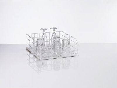 Winterhalter 3-row wire rack for washing baskets, 400x400x155mm, durable stainless steel dishwasher rack for commercial use