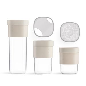Lekue Flip Storage Set 1x L (from 1350 ml to 1600 ml) + 2x M (from 600ml to 850ml) + 2x Storage Accessories - Hospitality Connect